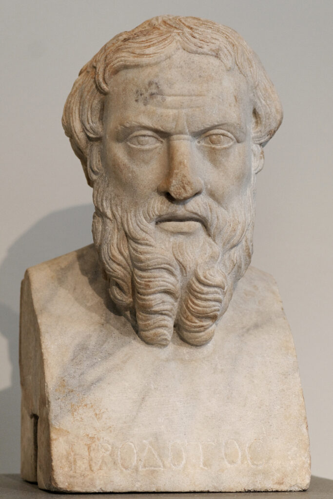 Retrato escultórico de Heródoto conservado en el Metropolitan Museum. Ilustra al autor de la tradición sobre Argantonio; no representa al supuesto rey tartésico.