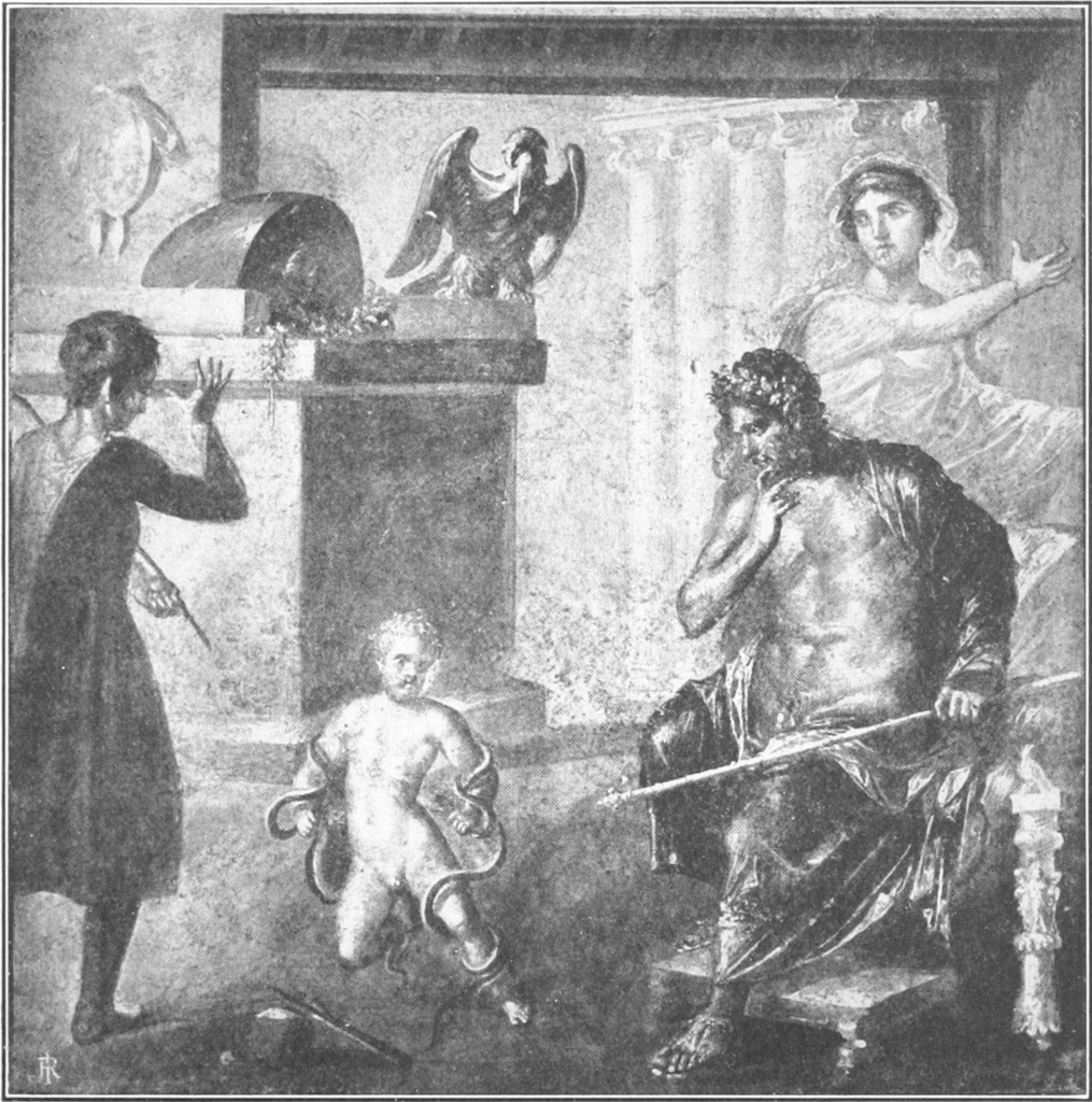 The Infant Hercules Strangling the Serpents at Pompeii. Photo by Brogi. Reproduced in Star Lore of the Ages